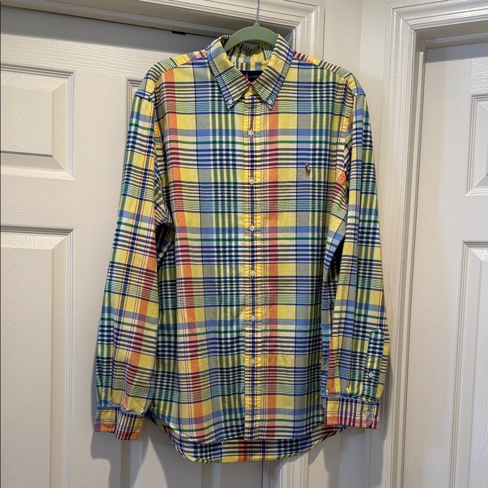Ralph Lauren Multicolor Hot Plaid Button-Down Cotton Cozy Spring Summer Shirt XL